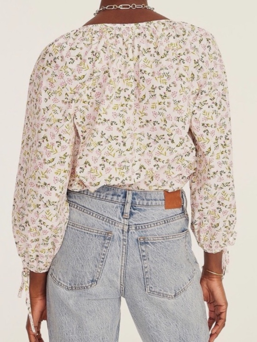 J. Crew Tie-sleeve button-front cotton poplin top meadow floral Romantic Cottage